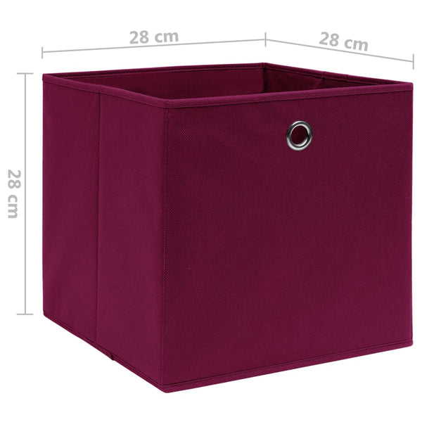 vidaXL Storage Boxes 10 pcs. Non-Woven Fabric 28x28x28 cm Dark Red