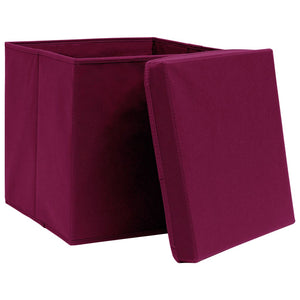 vidaXL Storage Boxes with Lids 10 pcs 28x28x28 cm Dark Red
