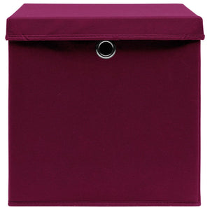 vidaXL Storage Boxes with Lids 10 pcs 28x28x28 cm Dark Red