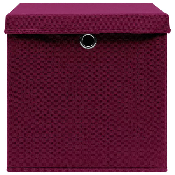 vidaXL Storage Boxes with Lids 10 pcs 28x28x28 cm Dark Red