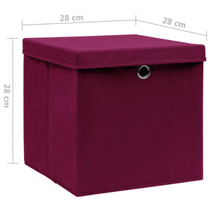 vidaXL Storage Boxes with Lids 10 pcs 28x28x28 cm Dark Red