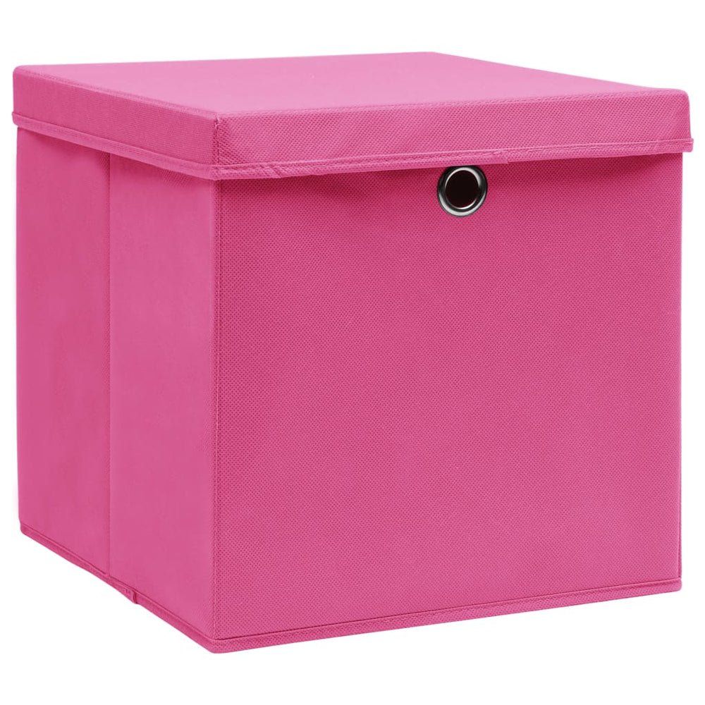 vidaXL Storage Boxes with Lids 4 pcs. 28x28x28 cm Pink