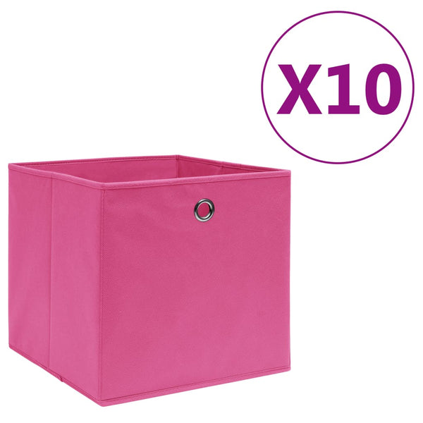 vidaXL Storage Boxes 10 pcs. Non-Woven Fabric 28x28x28 cm Pink