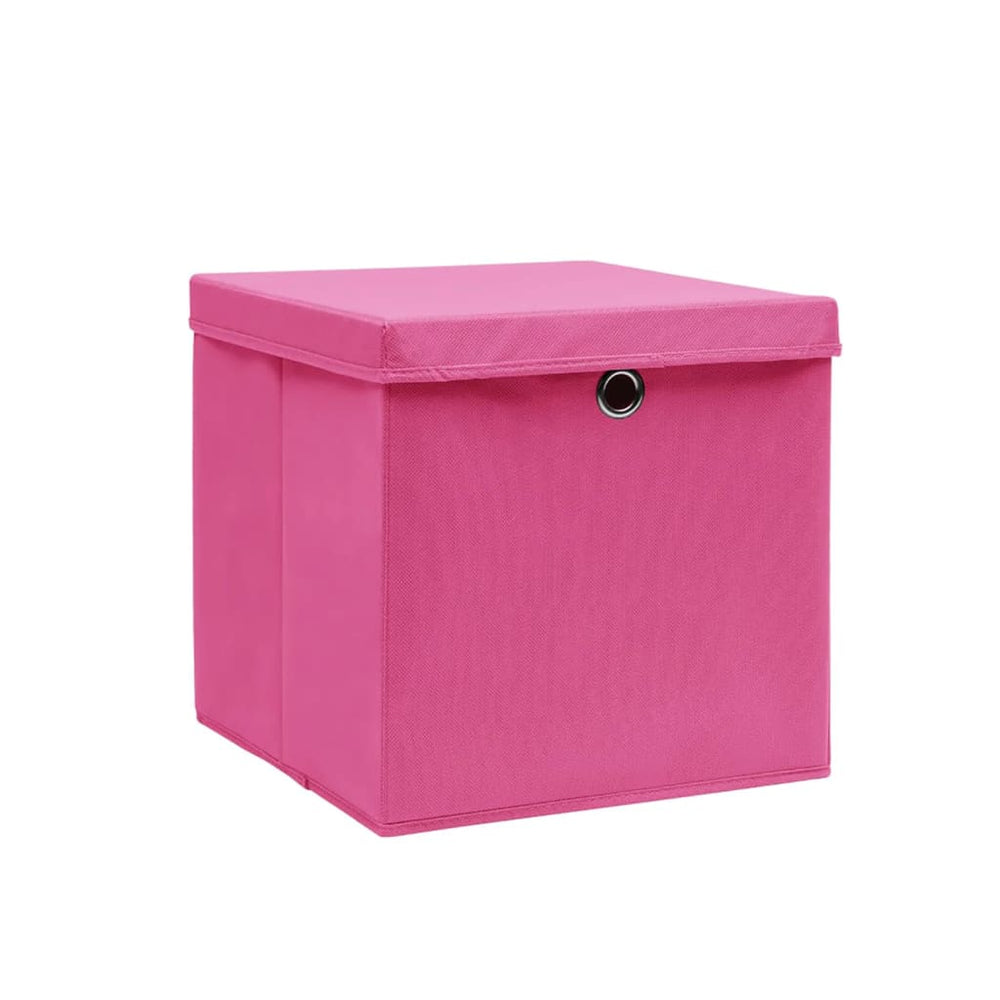 vidaXL Storage Boxes with Lids 10 pcs 28x28x28 cm Pink
