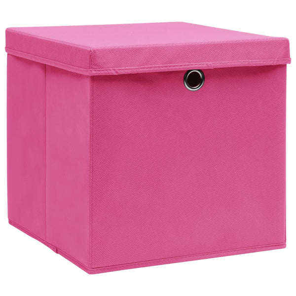 vidaXL Storage Boxes with Lids 10 pcs 28x28x28 cm Pink