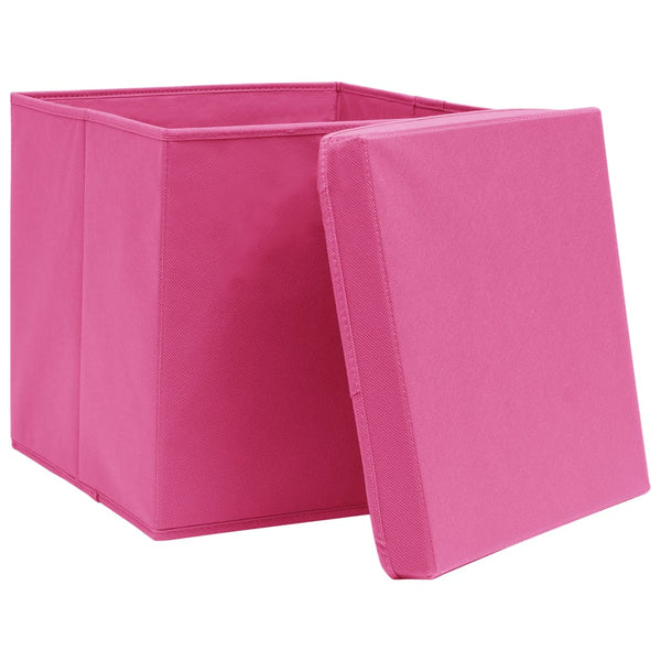 vidaXL Storage Boxes with Lids 10 pcs 28x28x28 cm Pink