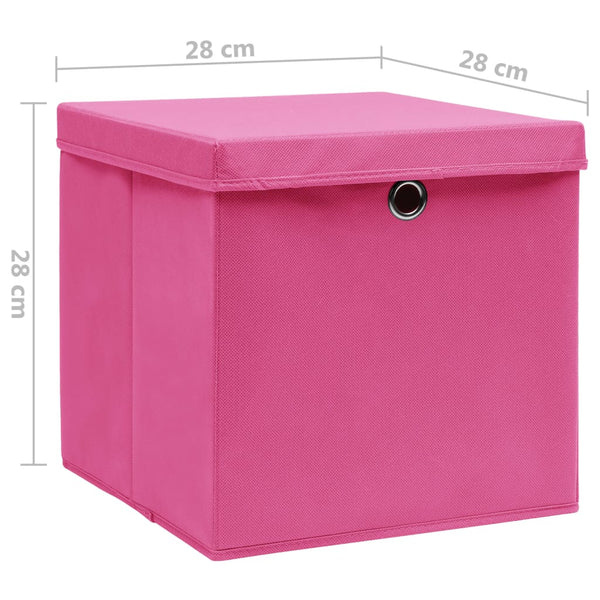 vidaXL Storage Boxes with Lids 10 pcs 28x28x28 cm Pink