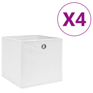 vidaXL Storage Boxes 4 pcs Non-Woven Fabric 28x28x28 cm White