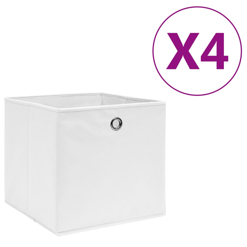 vidaXL Storage Boxes 4 pcs Non-Woven Fabric 28x28x28 cm White