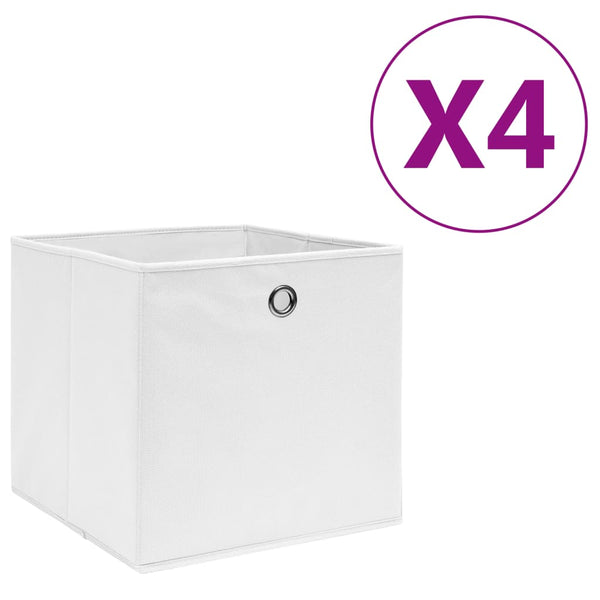 vidaXL Storage Boxes 4 pcs Non-Woven Fabric 28x28x28 cm White