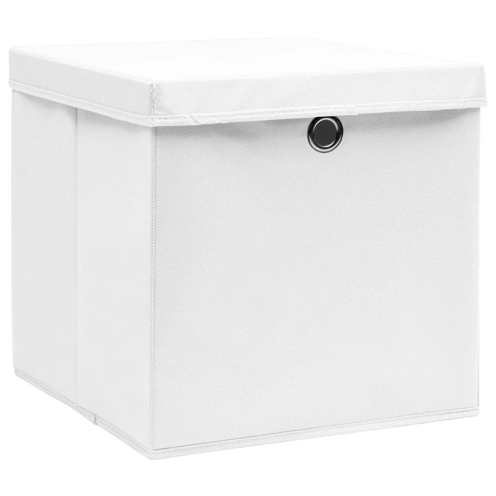 vidaXL Storage Boxes with Lids 4 pcs. 28x28x28 cm White
