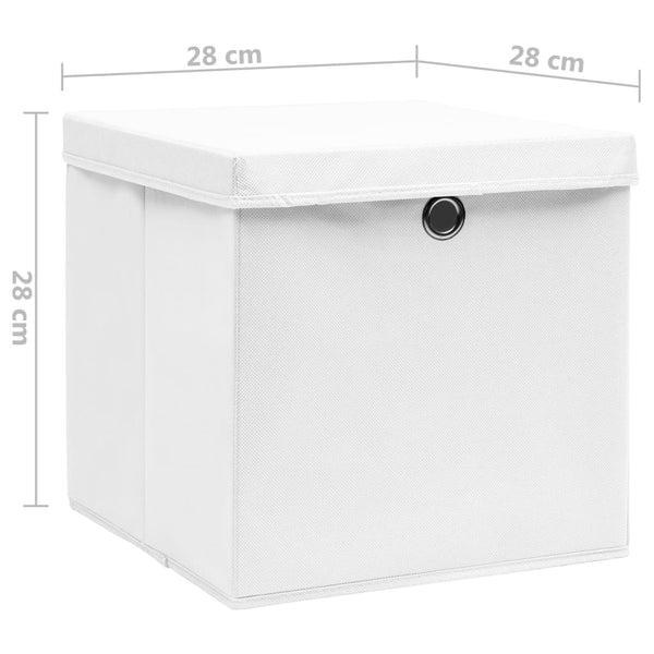 vidaXL Storage Boxes with Lids 4 pcs. 28x28x28 cm White