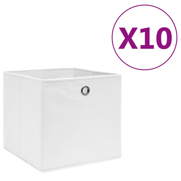 vidaXL Storage Boxes 10 pcs. Non-woven Fabric 28x28x28 cm White