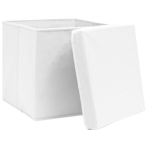 vidaXL Storage Boxes with Lids 10 pcs 28x28x28 cm White