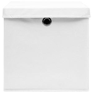 vidaXL Storage Boxes with Lids 10 pcs 28x28x28 cm White