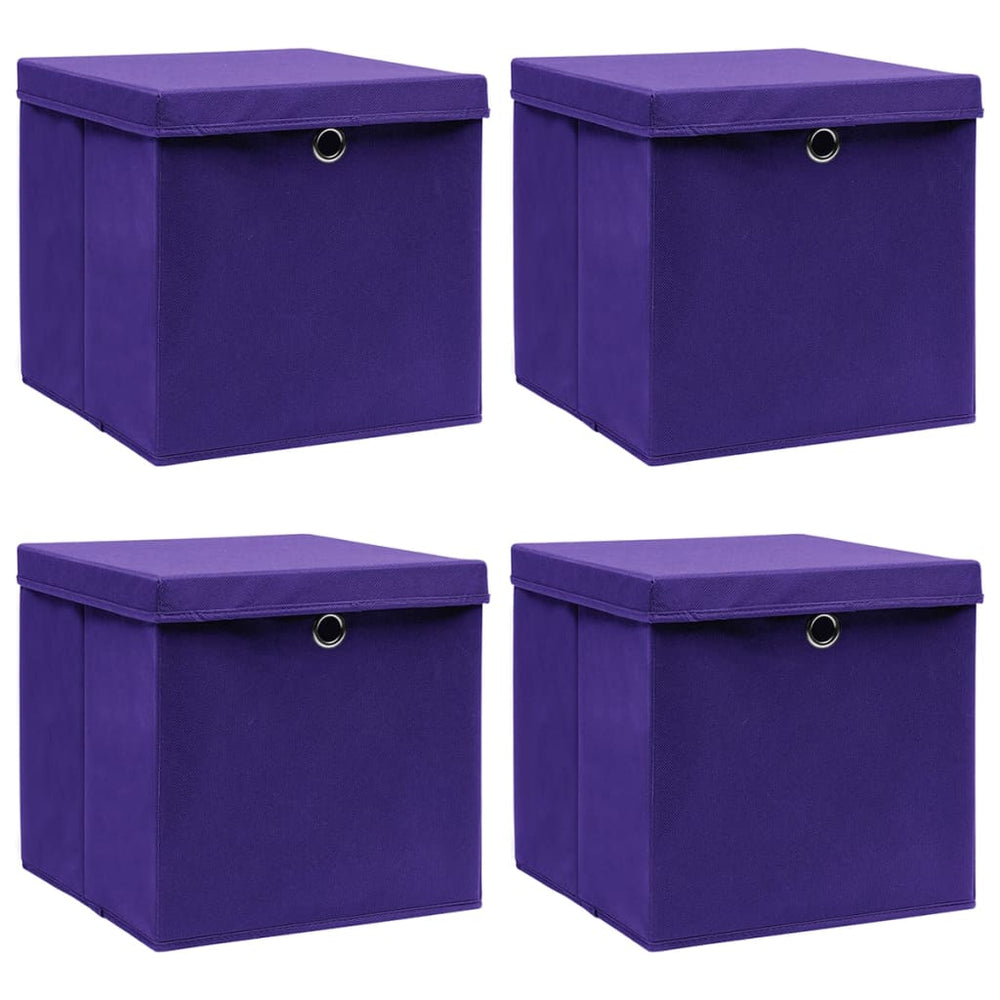 vidaXL Storage Boxes with Lids 4 pcs. 28x28x28 cm Purple
