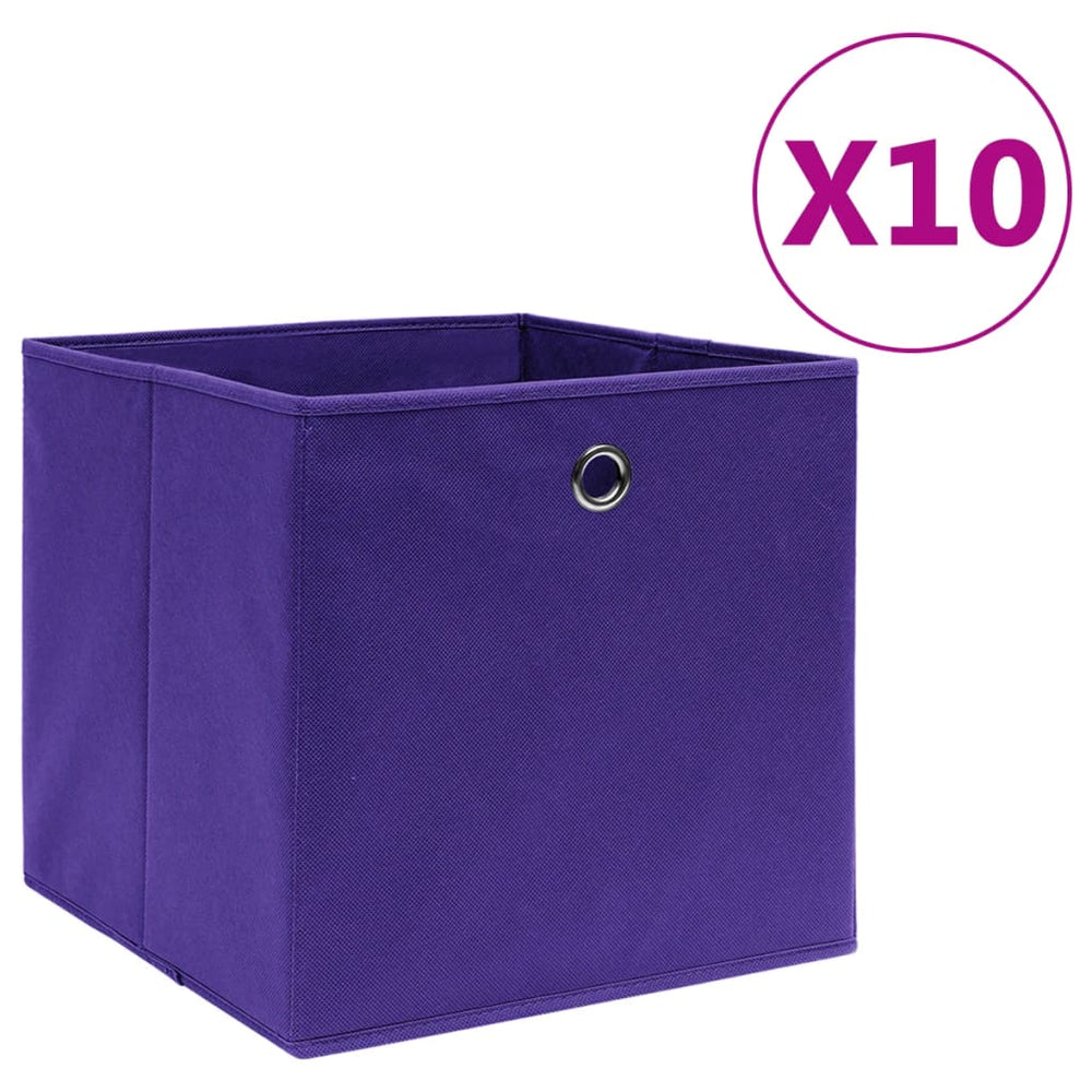 vidaXL Storage Boxes 10 pcs. Non-woven Fabric 28x28x28 cm Purple
