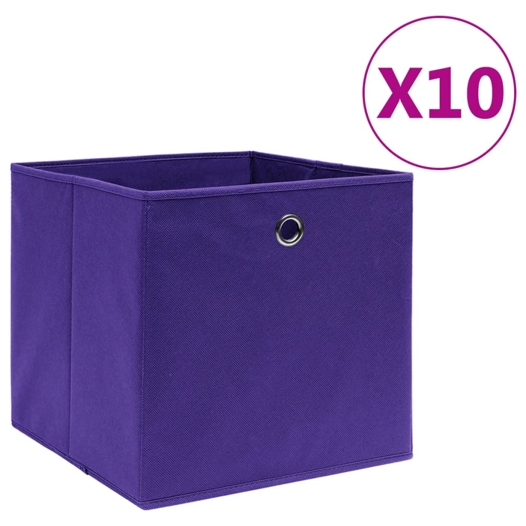vidaXL Storage Boxes 10 pcs. Non-woven Fabric 28x28x28 cm Purple
