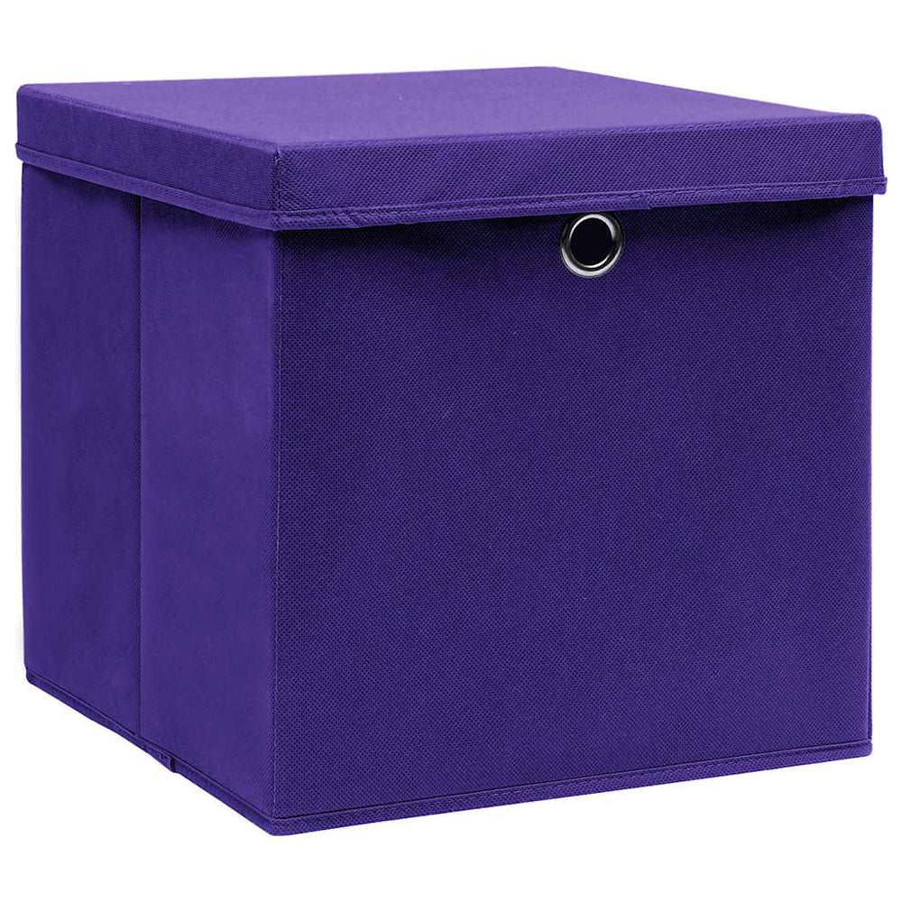 vidaXL Storage Boxes with Lids 10 pcs 28x28x28 cm Purple