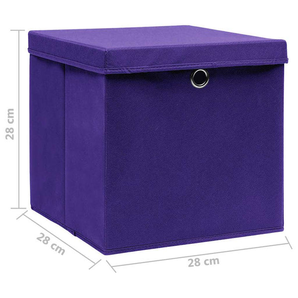vidaXL Storage Boxes with Lids 10 pcs 28x28x28 cm Purple