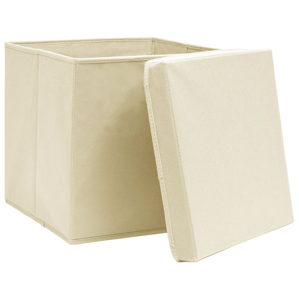 vidaXL Storage Boxes with Lids 4 pcs. 28x28x28 cm Cream