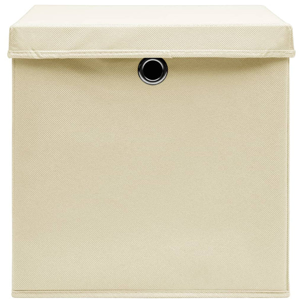 vidaXL Storage Boxes with Lids 4 pcs. 28x28x28 cm Cream