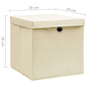 vidaXL Storage Boxes with Lids 4 pcs. 28x28x28 cm Cream