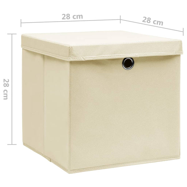 vidaXL Storage Boxes with Lids 4 pcs. 28x28x28 cm Cream