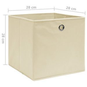 vidaXL Storage Boxes 10 pcs. Non-woven Fabric 28x28x28 cm Cream