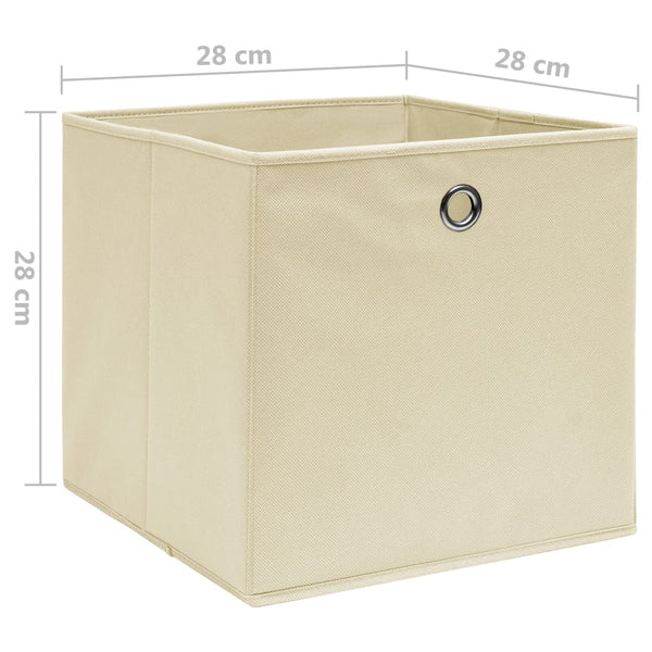 vidaXL Storage Boxes 10 pcs. Non-woven Fabric 28x28x28 cm Cream