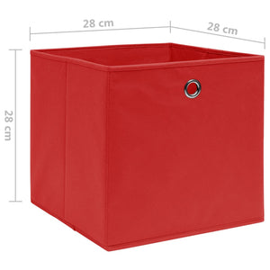 vidaXL Storage Boxes 4 pcs. Non-Woven Fabric 28x28x28 cm Red