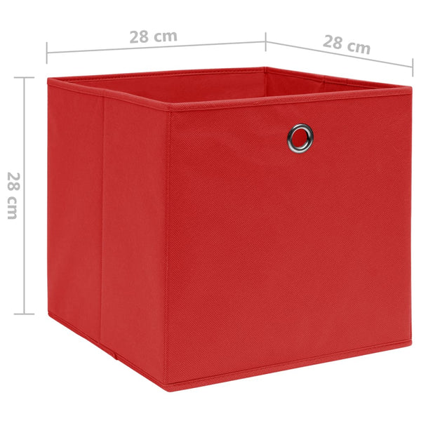 vidaXL Storage Boxes 4 pcs. Non-Woven Fabric 28x28x28 cm Red