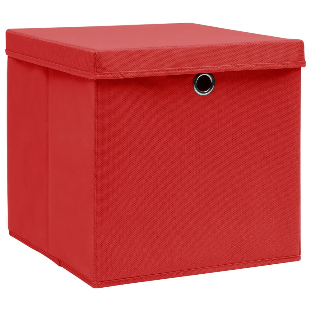 vidaXL Storage Boxes with Lids 4 pcs. 28x28x28 cm Red