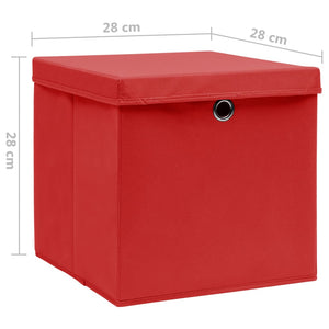 vidaXL Storage Boxes with Lids 4 pcs. 28x28x28 cm Red