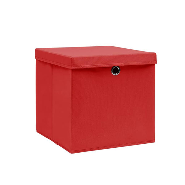 vidaXL Storage Boxes with Lids 10 pcs 28x28x28 cm Red