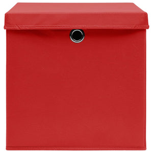 vidaXL Storage Boxes with Lids 10 pcs 28x28x28 cm Red