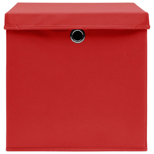 vidaXL Storage Boxes with Lids 10 pcs 28x28x28 cm Red