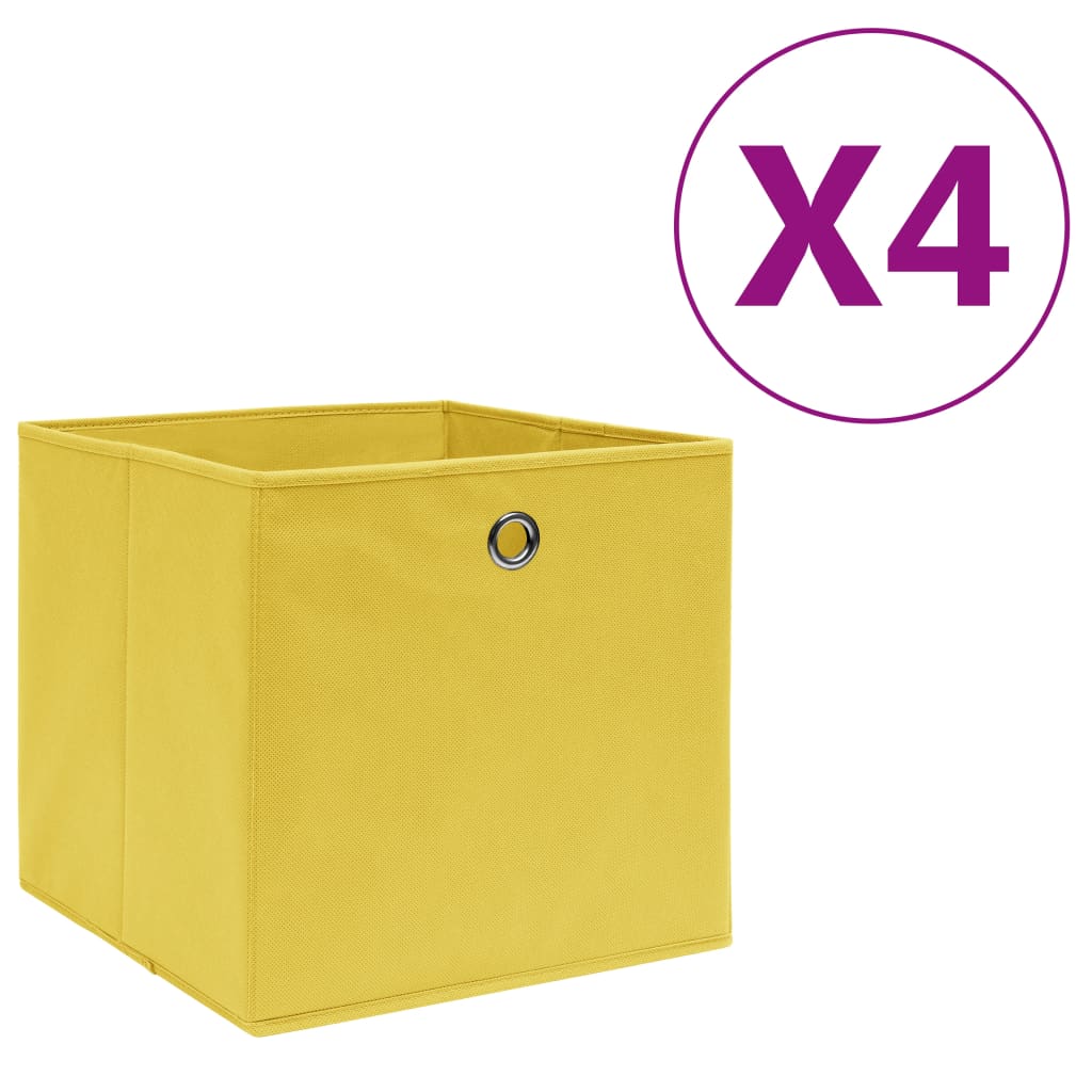 vidaXL Storage Boxes 4 pcs Non-Woven Fabric 28x28x28 cm Yellow