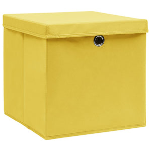vidaXL Storage Boxes with Lids 4 pcs. 28x28x28 cm Yellow