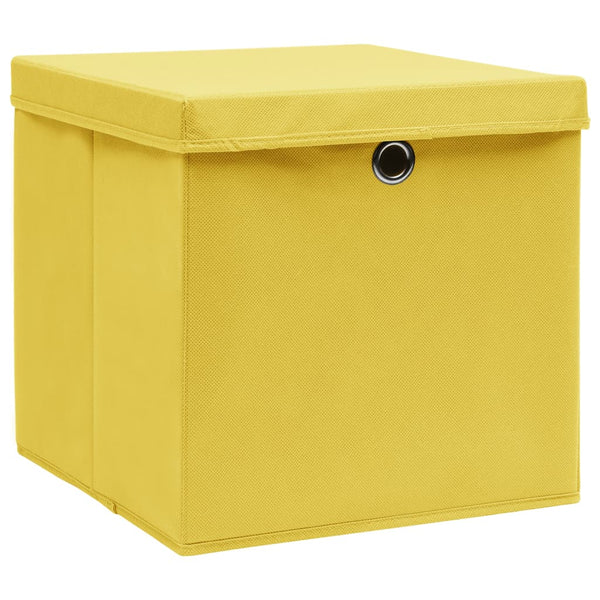vidaXL Storage Boxes with Lids 4 pcs. 28x28x28 cm Yellow