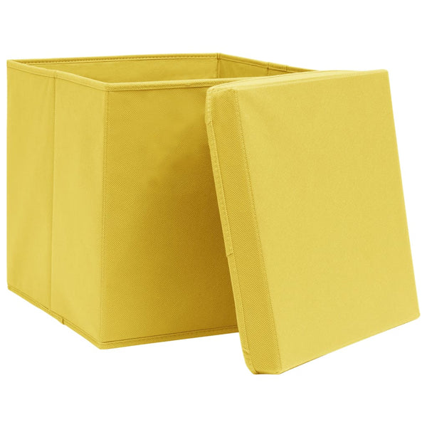 vidaXL Storage Boxes with Lids 4 pcs. 28x28x28 cm Yellow