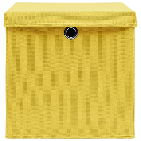 vidaXL Storage Boxes with Lids 4 pcs. 28x28x28 cm Yellow