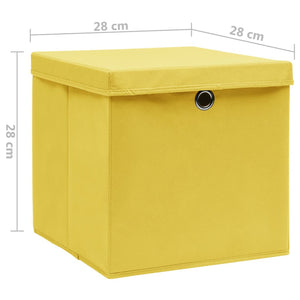 vidaXL Storage Boxes with Lids 4 pcs. 28x28x28 cm Yellow