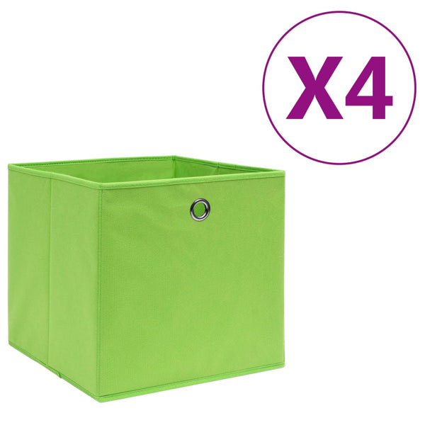 vidaXL Storage Boxes 4 pcs. Non-Woven Fabric 28x28x28 cm Green