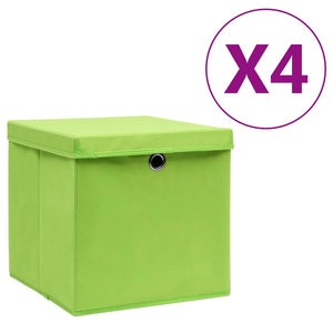 vidaXL Storage Boxes with Lids 4 pcs 28x28x28 cm Green