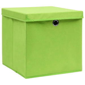 vidaXL Storage Boxes with Lids 4 pcs 28x28x28 cm Green