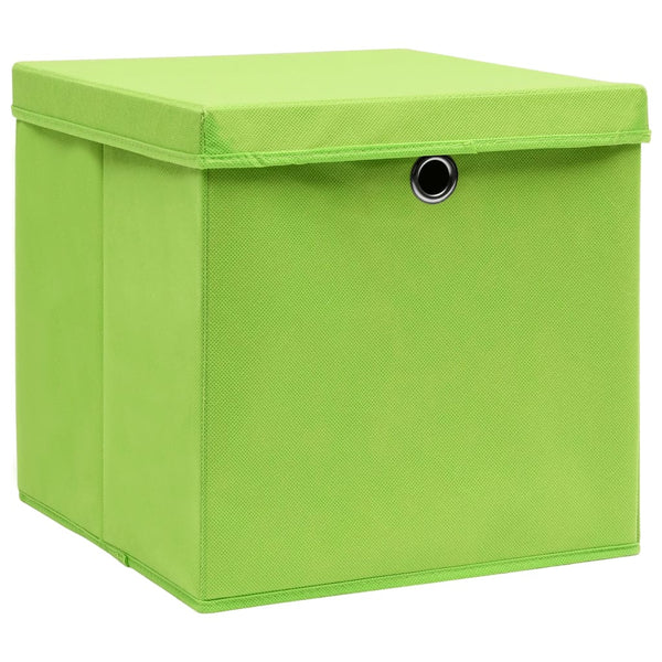 vidaXL Storage Boxes with Lids 4 pcs 28x28x28 cm Green