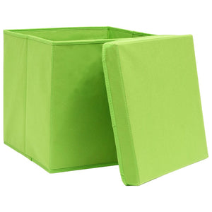 vidaXL Storage Boxes with Lids 4 pcs 28x28x28 cm Green