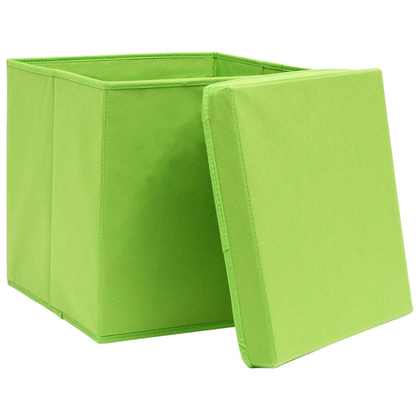 vidaXL Storage Boxes with Lids 4 pcs 28x28x28 cm Green