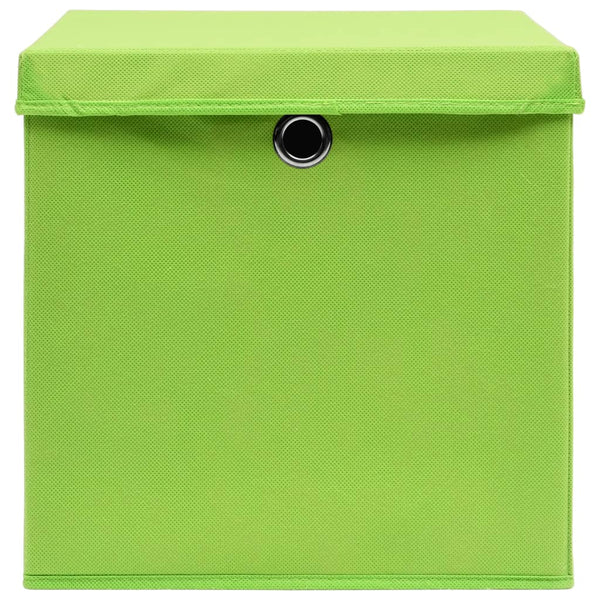 vidaXL Storage Boxes with Lids 4 pcs 28x28x28 cm Green